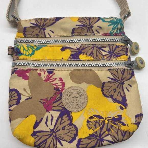 Kipling Floral Small Nylon Yellow Blue Crossbody MCB7197C - Picture 2 of 13